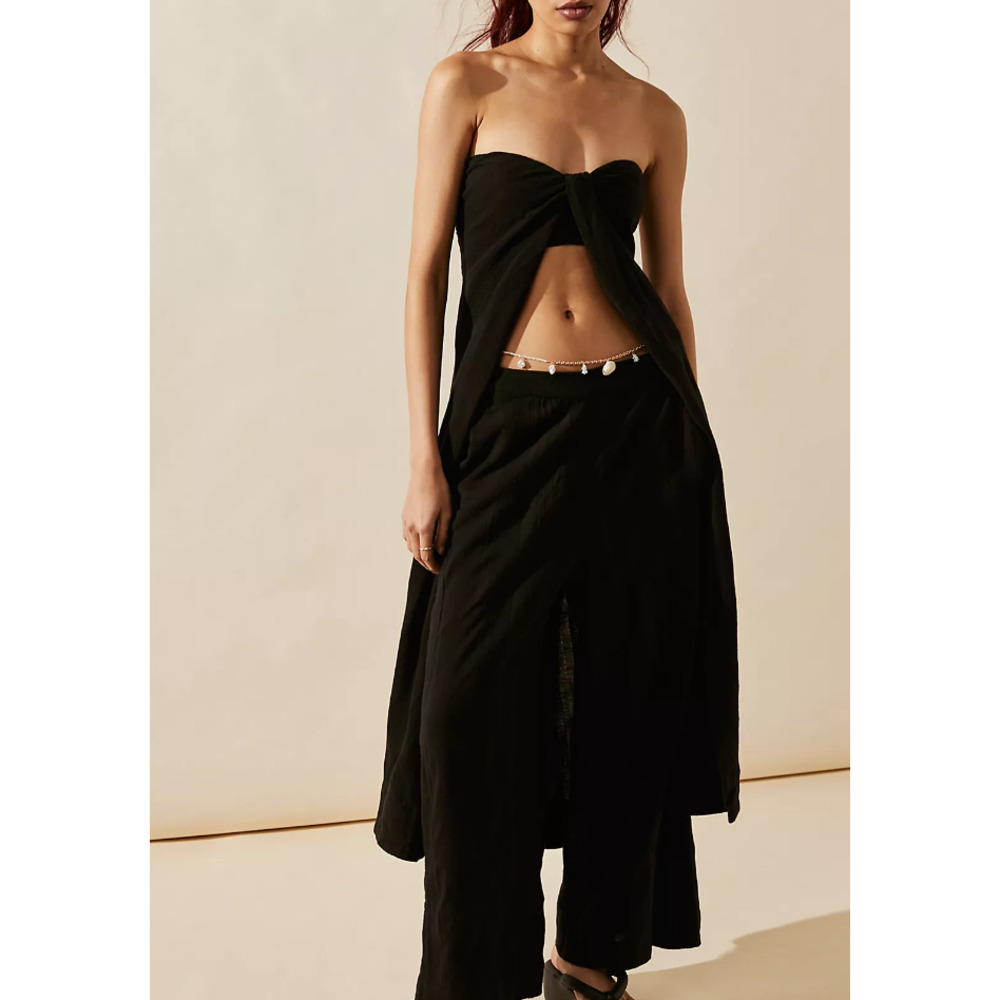 Free People Banita Black Strapless Tunic Top only - Medium M NWOT dress